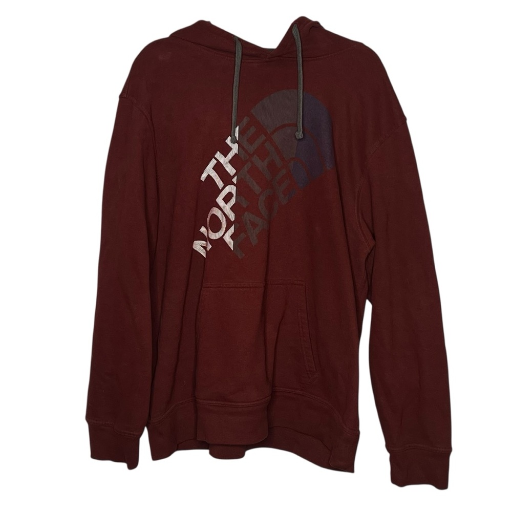 The North Face Men’s Size XXL Burgundy Logo Pullover Athletic Hoodie Sweatshirt - Picture 2 of 5